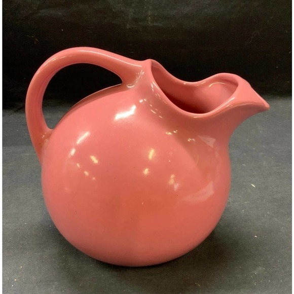 Vintage Pink Round Ball Shape Pottery Pitcher Jug - Picture 3 of 5